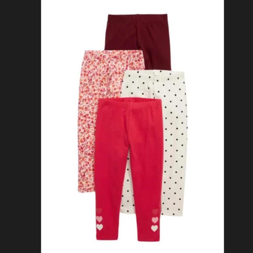 NWT Old Navy Girls Toddler Leggings 4 pack Bright‎ Pink Combo Size 4T